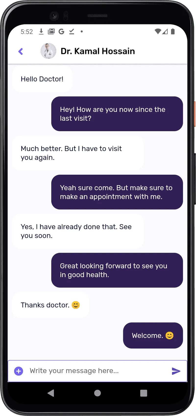 Appointment and Chat System interface